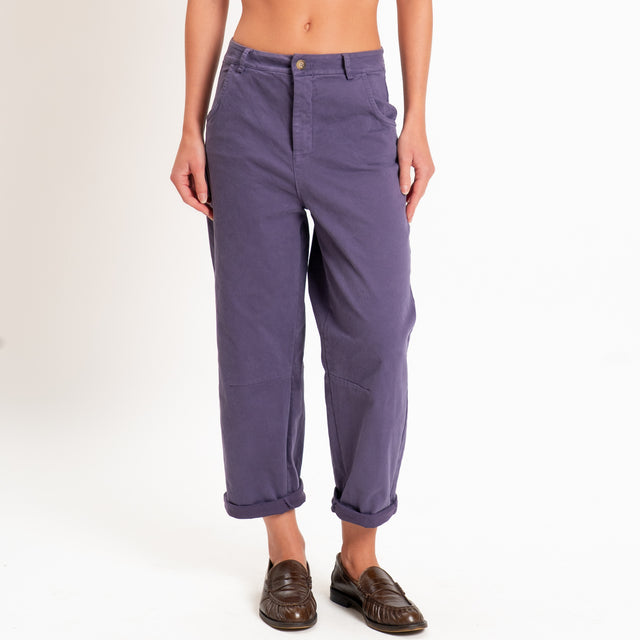 Zeroassoluto-Pantalone LIZ barrel cotone elasticizzato - uva