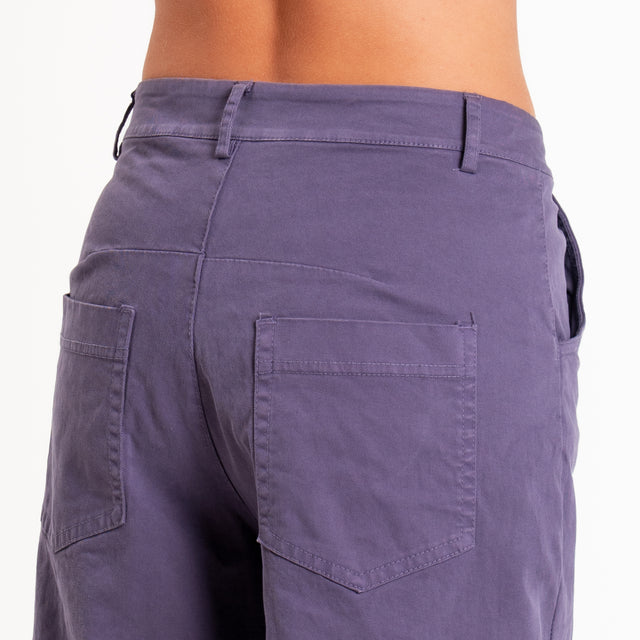Zeroassoluto-Pantalone LIZ barrel cotone elasticizzato - uva