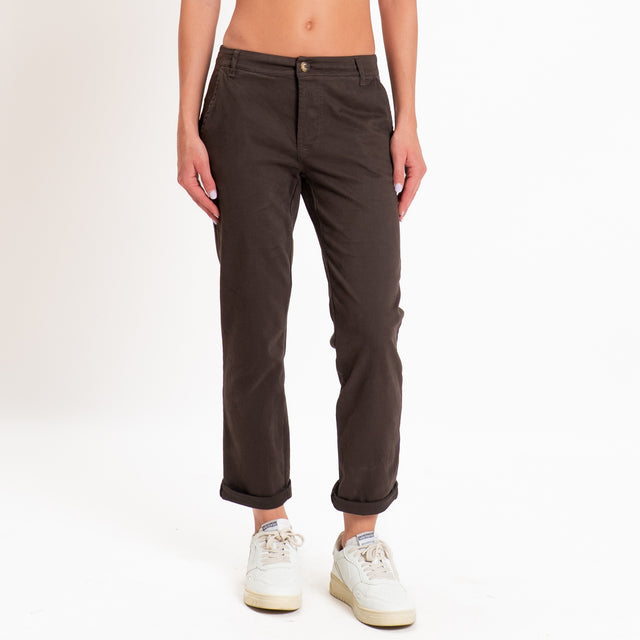 Zeroassoluto-Pantalone LOIS chino elasticizzato - moro