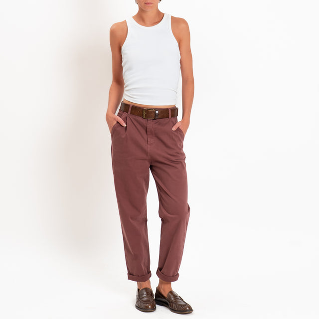 Zeroassoluto-Pantalone LOLA elastico dietro - dusty rose