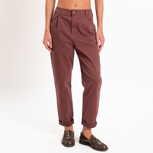 Zeroassoluto-Pantalone LOLA elastico dietro - dusty rose