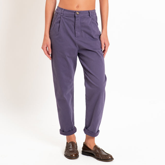 Zeroassoluto-Pantalone LOLA elastico dietro - uva