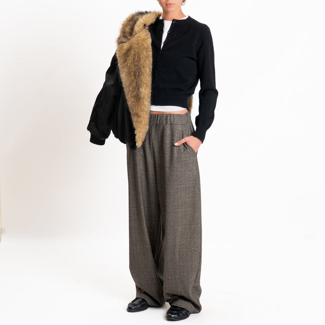 Zeroassoluto-Pantalone LUNA principe di galles - antracite/beige/nero