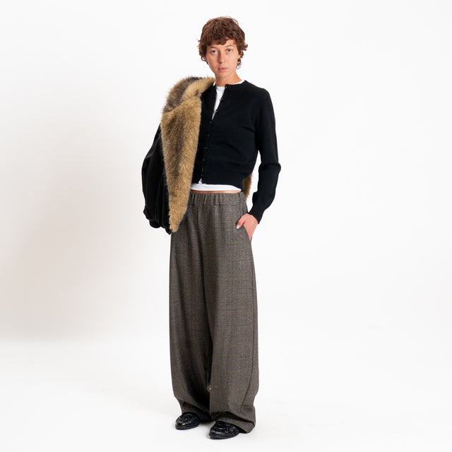 Zeroassoluto-Pantalone LUNA principe di galles - antracite/beige/nero