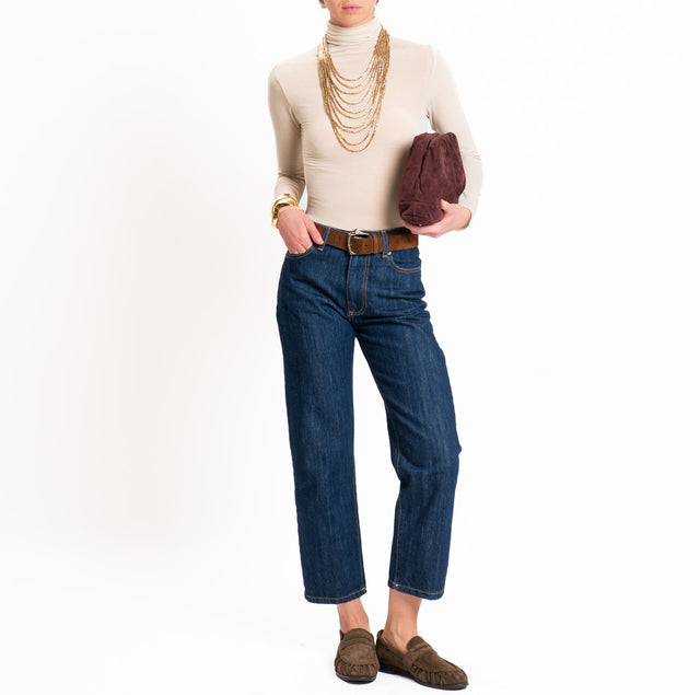 Zeroassoluto-T-shirt sottile collo alto MISTO CASHMERE - sand