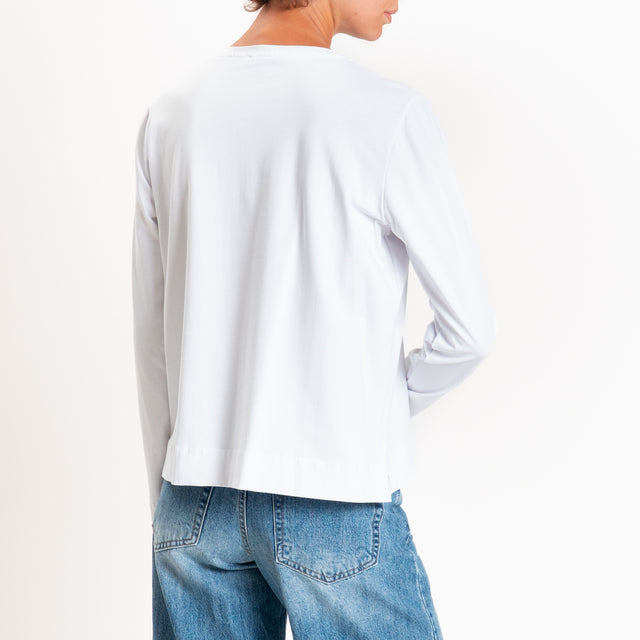 Zeroassoluto-T-shirt cotone elasticizzato spacchi laterali - bianco