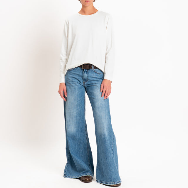 Zeroassoluto-T-shirt cotone elasticizzato spacchi laterali - burro