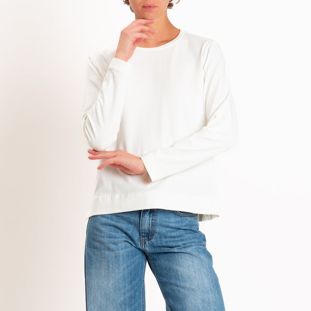 Zeroassoluto-T-shirt cotone elasticizzato spacchi laterali - burro