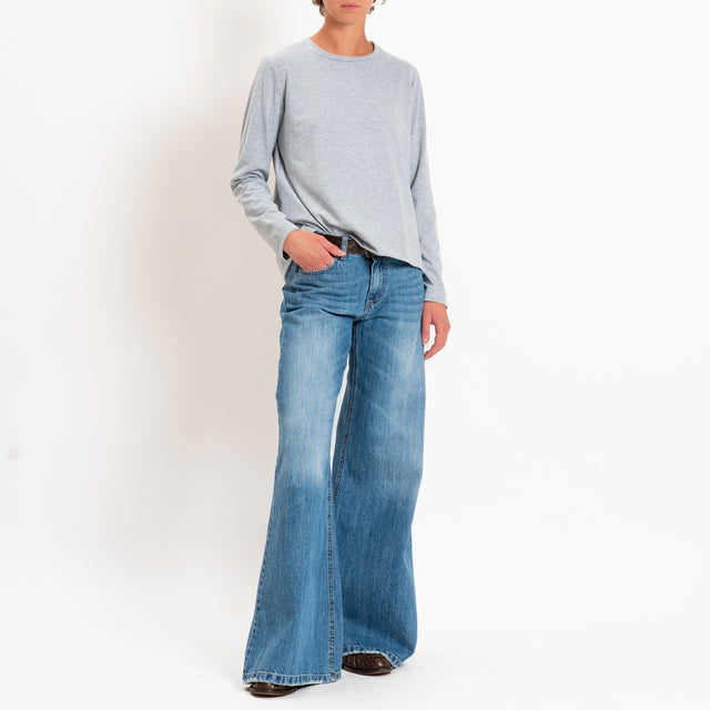 Zeroassoluto-T-shirt cotone elasticizzato spacchi laterali - grigio
