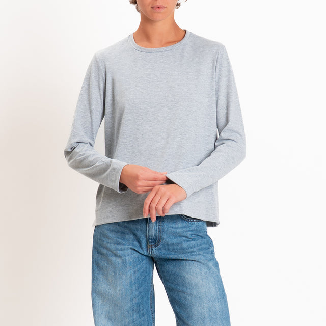 Zeroassoluto-T-shirt cotone elasticizzato spacchi laterali - grigio