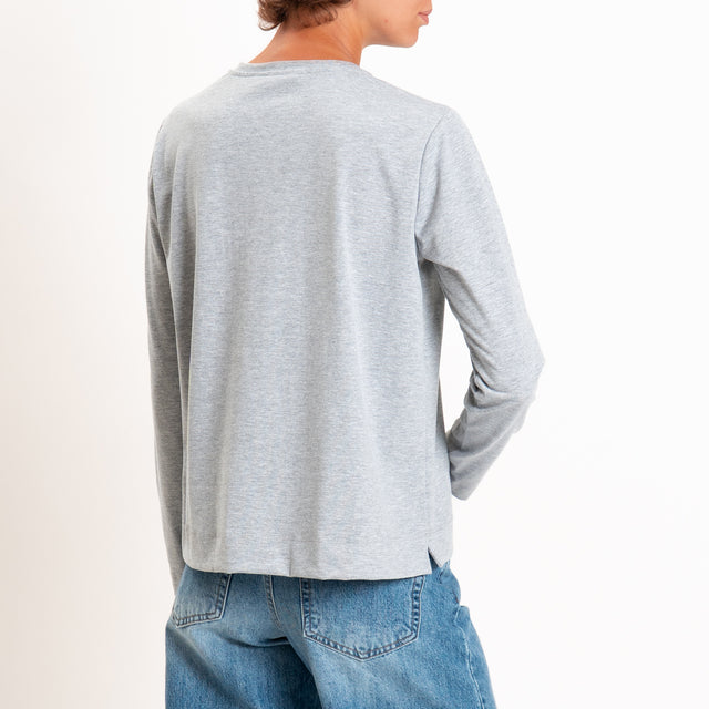 Zeroassoluto-T-shirt cotone elasticizzato spacchi laterali - grigio