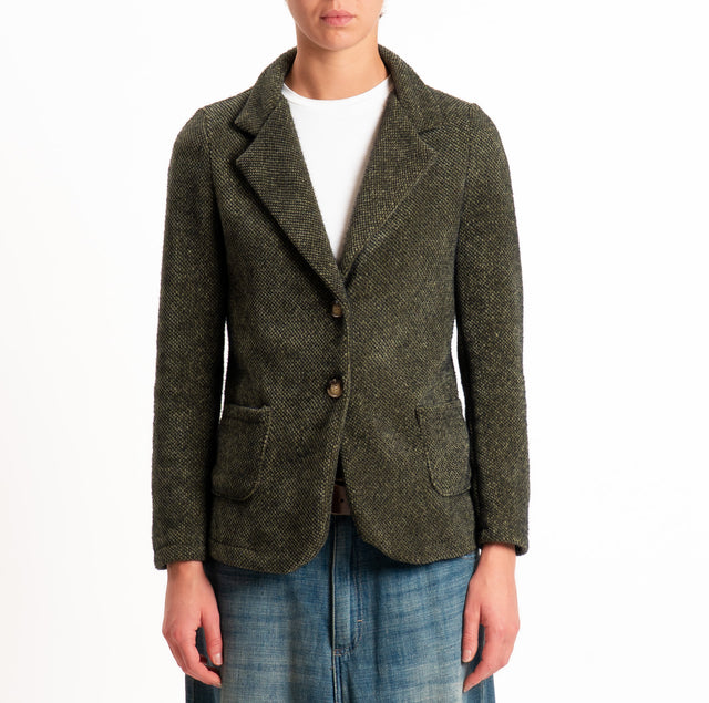 Zeroassoluto-Giacca PATTY ciniglia melange - militare