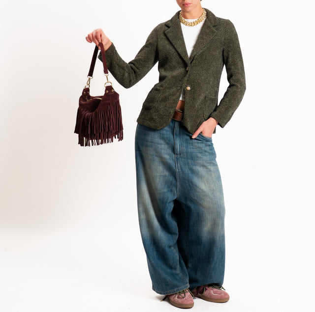 Zeroassoluto-Giacca PATTY ciniglia melange - militare