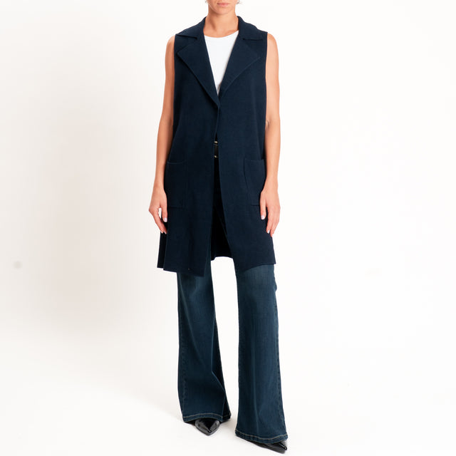 Zeroassoluto-Gilet in maglia con tasche - blu