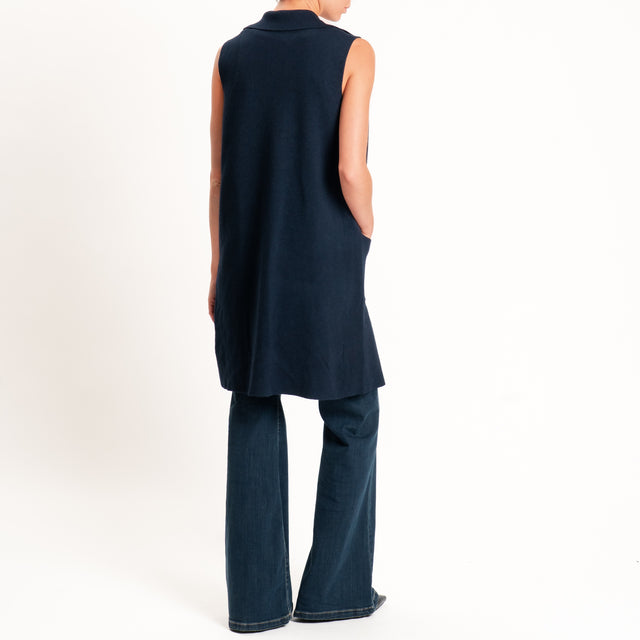 Zeroassoluto-Gilet in maglia con tasche - blu