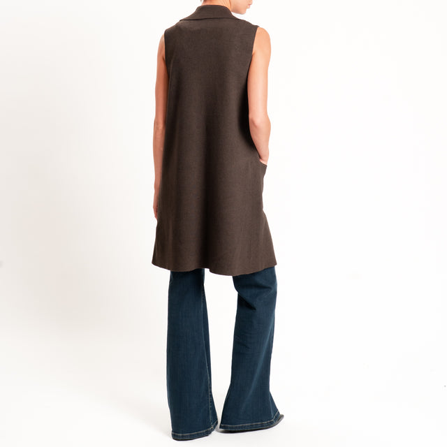 Zeroassoluto-Gilet in maglia con tasche - choco