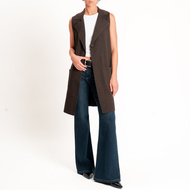 Zeroassoluto-Gilet in maglia con tasche - choco