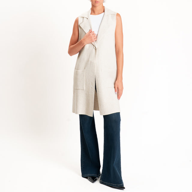 Zeroassoluto-Gilet in maglia con tasche - gesso