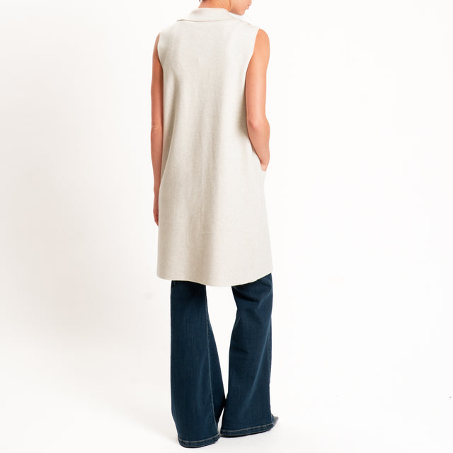 Zeroassoluto-Gilet in maglia con tasche - gesso