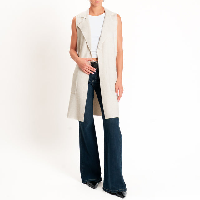 Zeroassoluto-Gilet in maglia con tasche - gesso