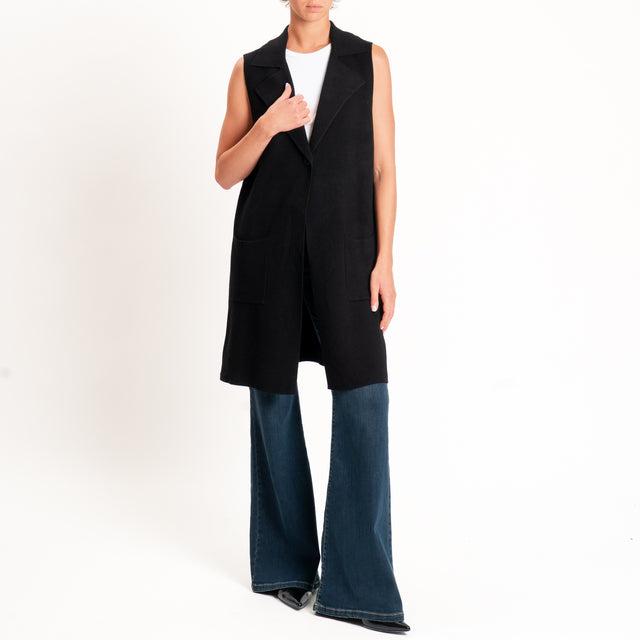 Zeroassoluto-Gilet in maglia con tasche - nero
