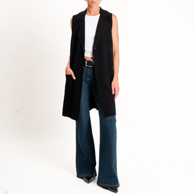Zeroassoluto-Gilet in maglia con tasche - nero
