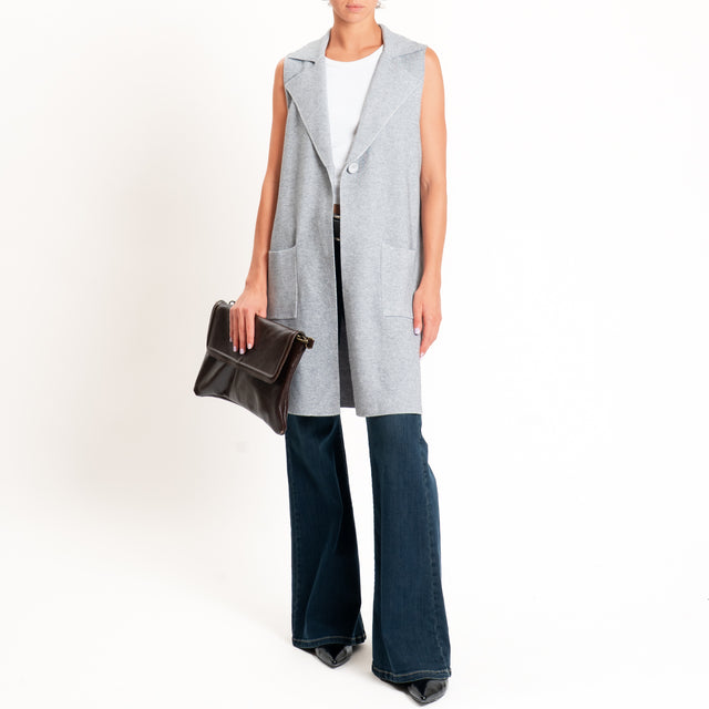 Zeroassoluto-Gilet in maglia con tasche - perla