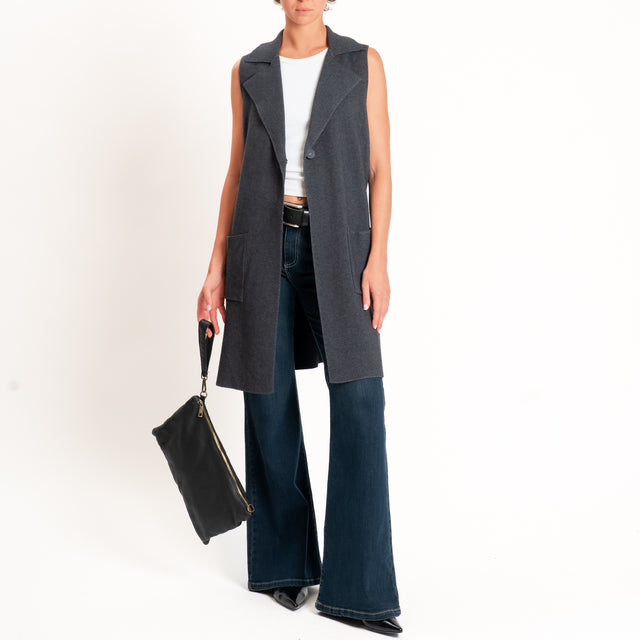 Zeroassoluto-Gilet in maglia con tasche - piombo