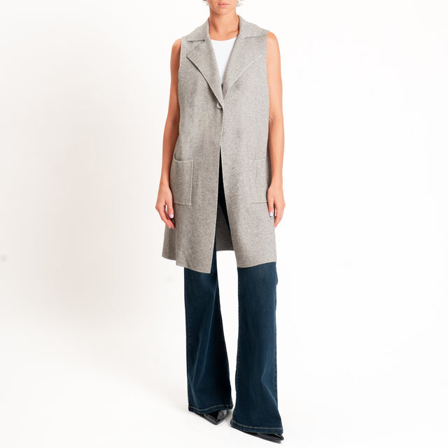 Zeroassoluto-Gilet in maglia con tasche - stone