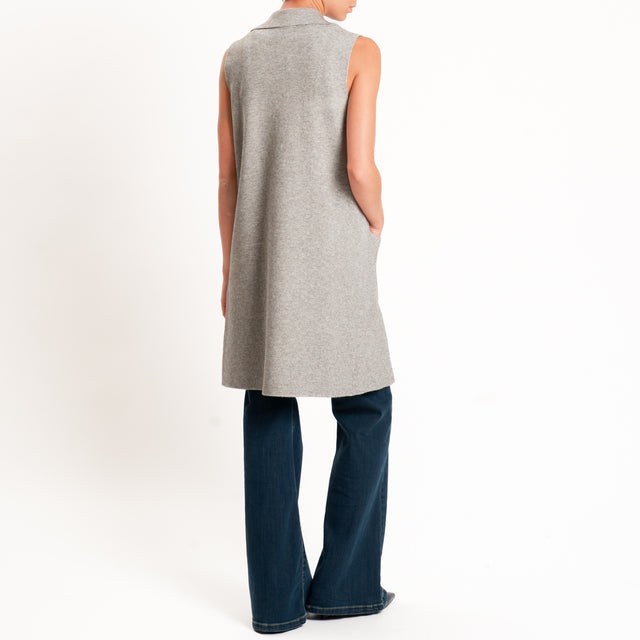 Zeroassoluto-Gilet in maglia con tasche - stone