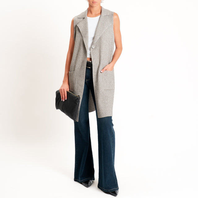 Zeroassoluto-Gilet in maglia con tasche - stone