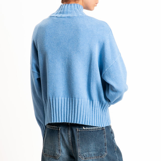 Zeroassoluto-Maglia collo montato bordi a coste - jeans