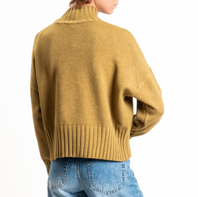 Zeroassoluto-Maglia collo montato bordi a coste - olio