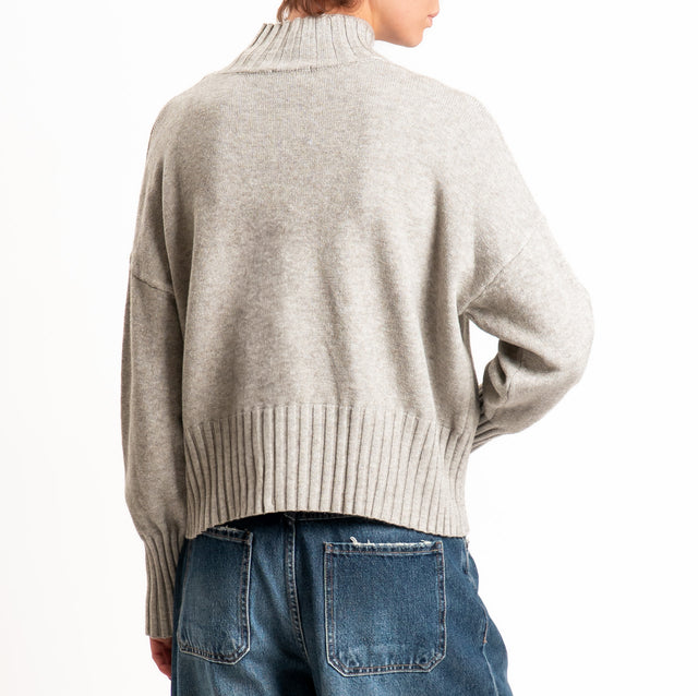Zeroassoluto-Maglia collo montato bordi a coste - stone