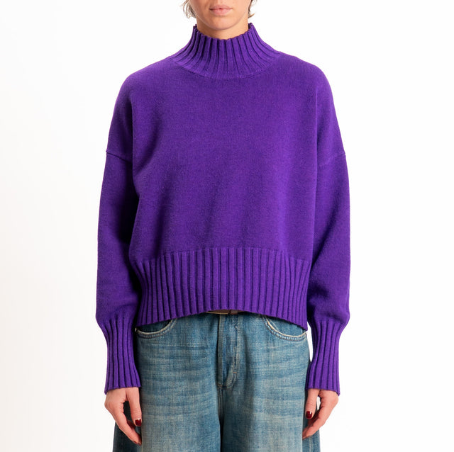 Zeroassoluto-Maglia collo montato bordi a coste - viola