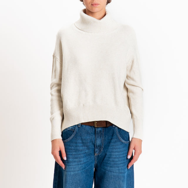 Zeroassoluto-Maglia collo alto - gesso