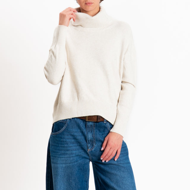Zeroassoluto-Maglia collo alto - gesso