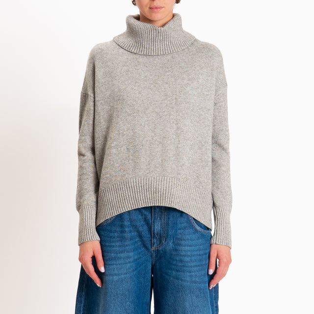 Zeroassoluto-Maglia collo alto - stone