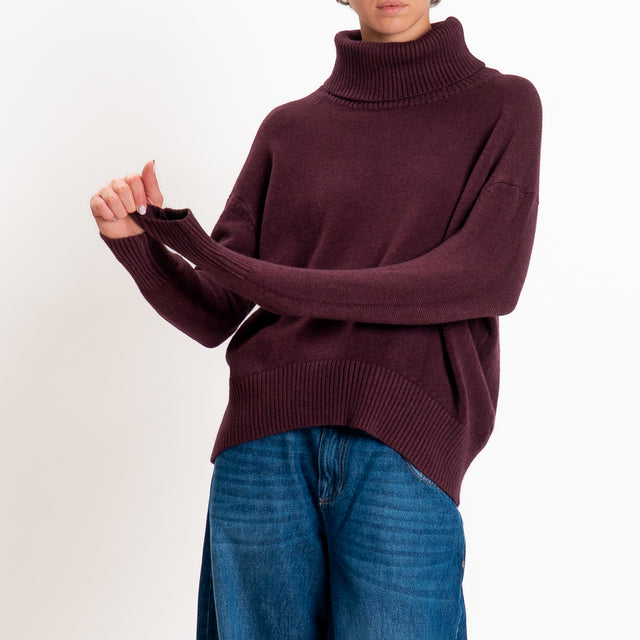 Zeroassoluto-Maglia collo alto - prugna