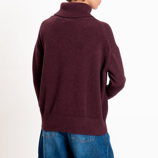 Zeroassoluto-Maglia collo alto - prugna