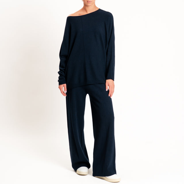 Zeroassoluto-Pantalone in maglia elastico in vita - blu