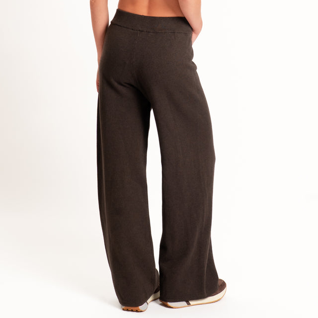 Zeroassoluto-Pantalone in maglia elastico in vita - choco