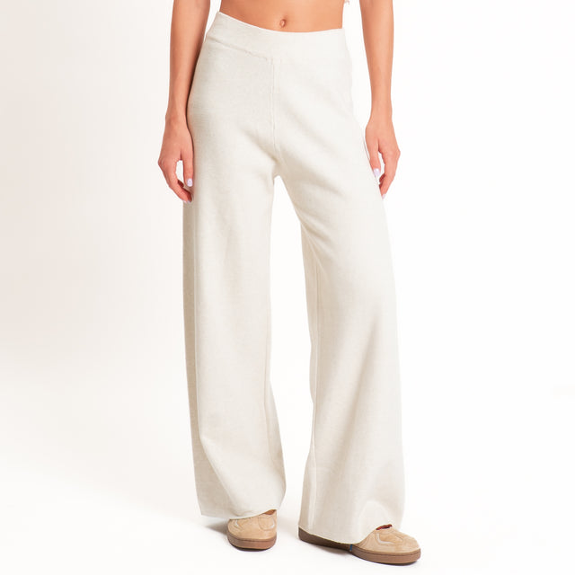 Zeroassoluto-Pantalone in maglia elastico in vita - gesso