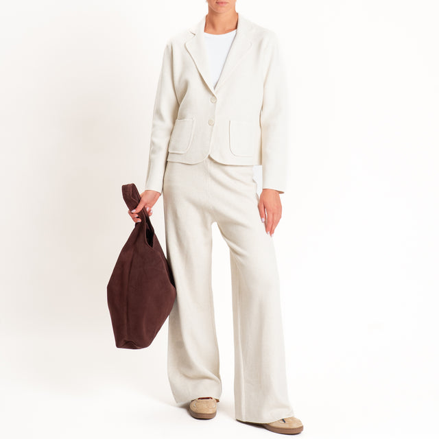 Zeroassoluto-Pantalone in maglia elastico in vita - gesso