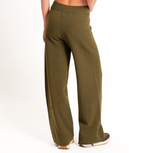 Zeroassoluto-Pantalone in maglia elastico in vita - militare