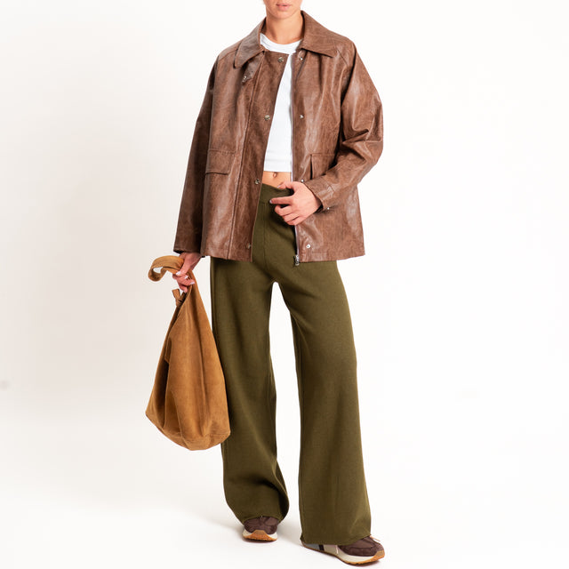 Zeroassoluto-Pantalone in maglia elastico in vita - militare