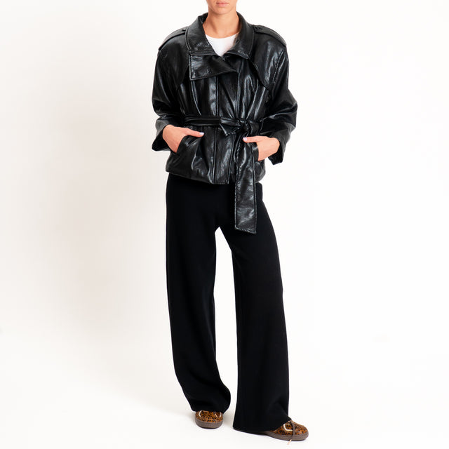 Zeroassoluto-Pantalone in maglia elastico in vita - nero