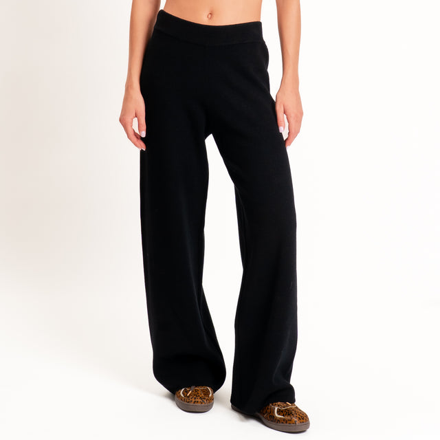 Zeroassoluto-Pantalone in maglia elastico in vita - nero