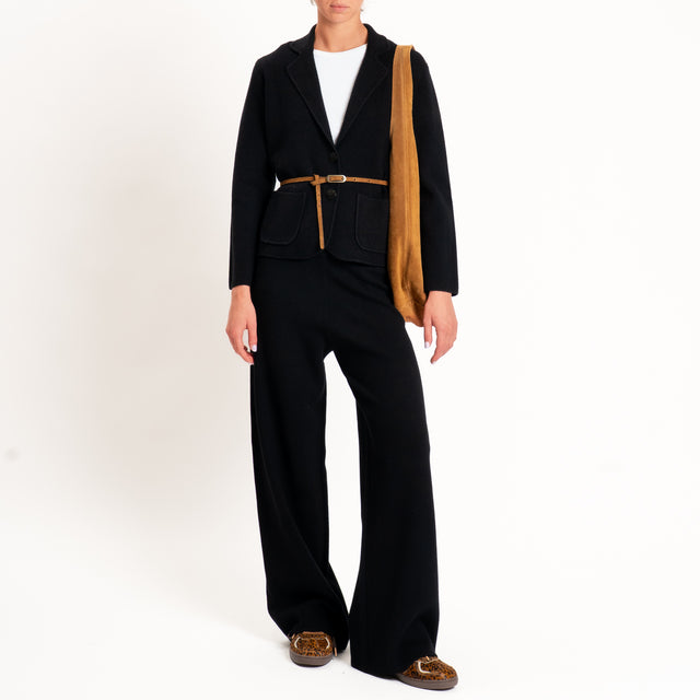 Zeroassoluto-Pantalone in maglia elastico in vita - nero