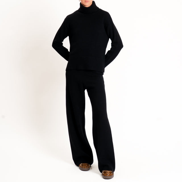 Zeroassoluto-Pantalone in maglia elastico in vita - nero